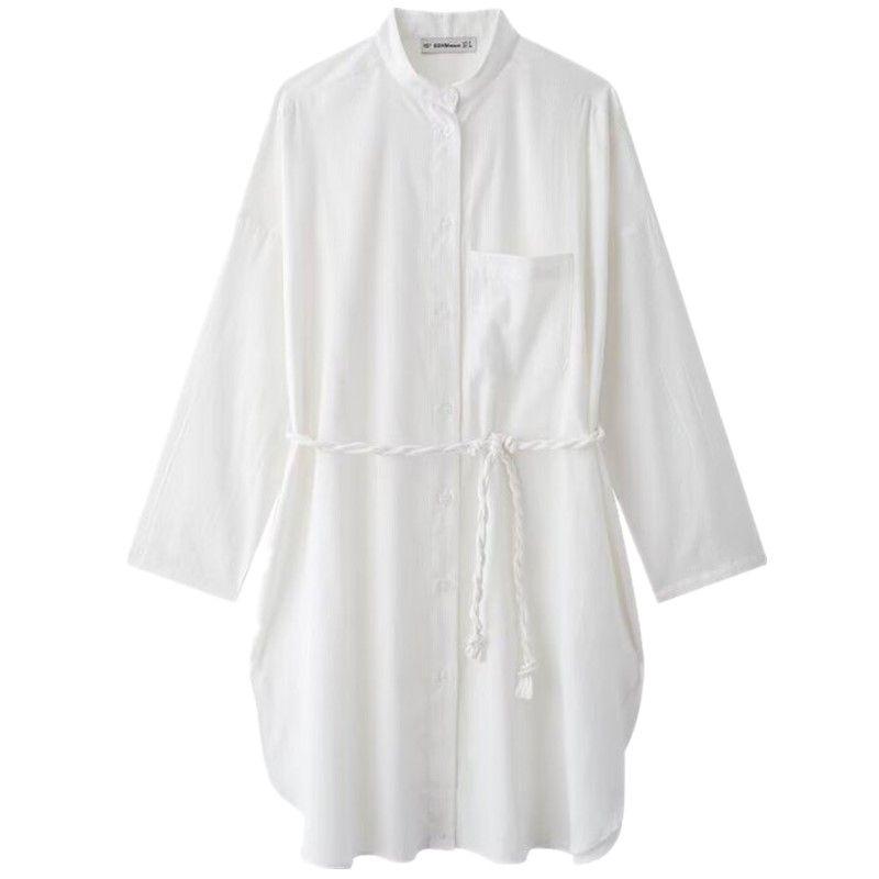 Fashion Style 2024 Autumn New Women's Clothing Texture Oversized Shirt White Dress 8177323