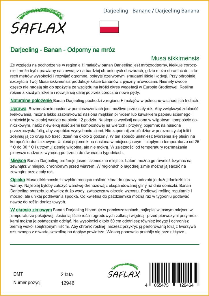 SAFLAX Банан Дарджилинг - 5 семян - Musa sikkimensis