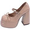Platform Square High Heel Women's Mary Jane Shoes Fashion Butterfly-knot Shoes Spring Autumn Wedding Party Shoes 2025