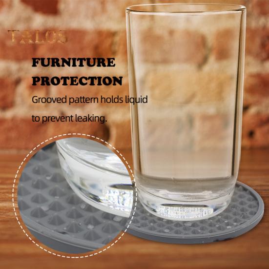 8 шт. подставка для напитков с держателем, нескользящая рифленая конструкция, силиконовая подставка, термостойкая, можно мыть в посудомоечной машине, коврик для чашки, принадлежности для бара