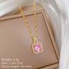 Titanium Steel Korean Fashion Square Diamond Necklace Female Smart Zircon Geometric Pendant Item Jewelry
