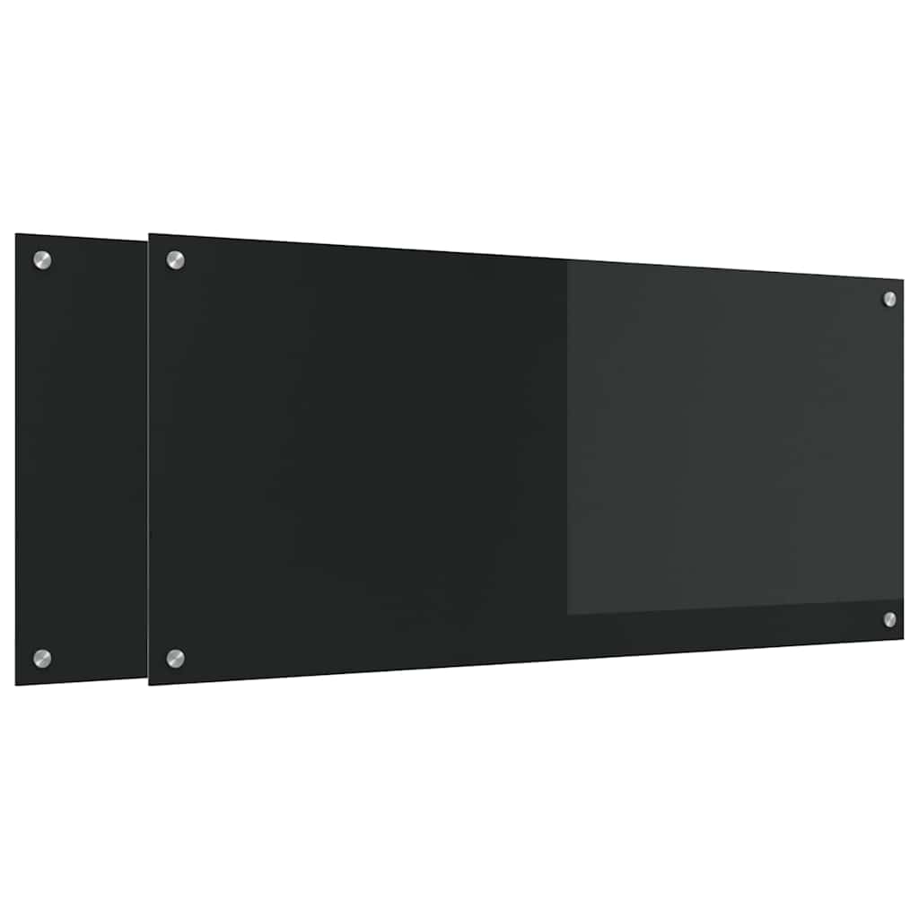 Kitchen Splashback 2 pcs Black 110 x 50 cm Tempered Glass