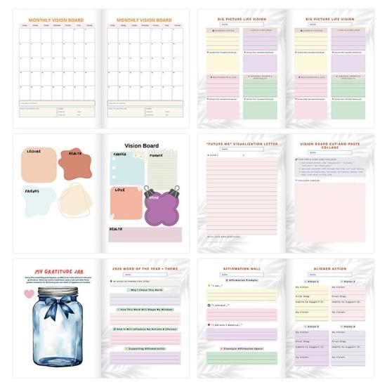 2026 Доска Визуализации Планировщик Целей Журнал 120 Страниц Организатор Списка Желаний для Планирования Будущего и Отслеживания Мечт Практичный Подарок для Самосовершенствования