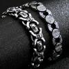 Готический браслет-цепочка с головой черепа для мужчин, мужские браслеты в стиле панк, мужские 8,67 дюйма, твердые байкерские украшения из нержавеющей стали