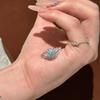 New Chinese-Style Angel'S Eye Inlaid With Light Blue Sapphire, Niche Design, Cold Wind, Versatile Temperament, Adjustable Opening Ring