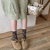 Songmu Retro Boneless Socks Medium Tube Socks Socks Korean Girl Bow Coffee Stacking Socks
