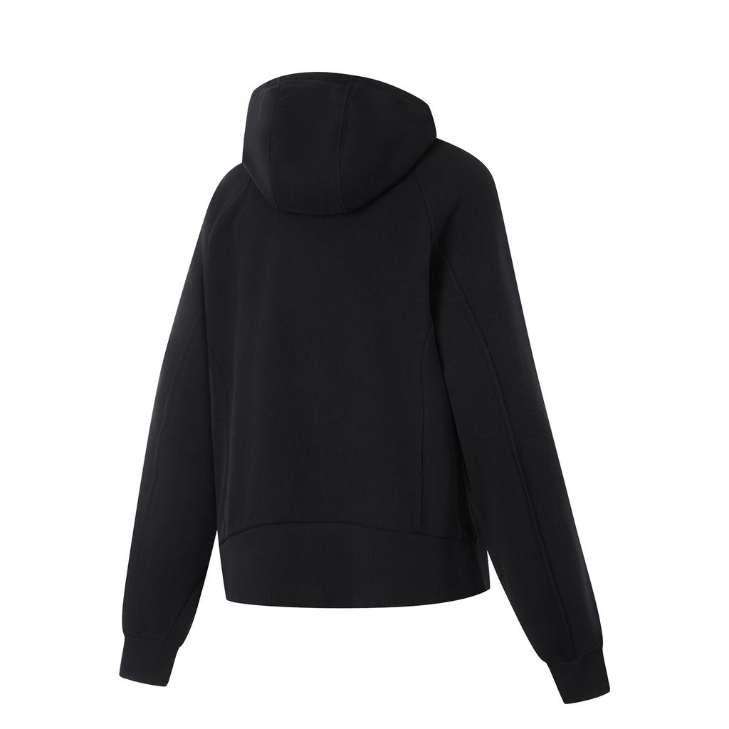 Li-Ning Fleece Lined Warm Hooded Cardigan Loose Long Sleeve Sweatshirt Women Tops AWDU562-5