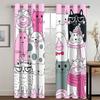 3D Digital Print Pink Cat Kawaii Window Curtains for Living Room Kitchen Kids Bedroom Home Interior Decoration Curtains