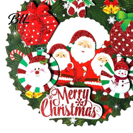 Festive Atmosphere Decorations Christmas 3D Wreath Pendant with Hanging Rope, Cartoon Garland Ornaments, Holiday Lightweight Paper for Party Home And