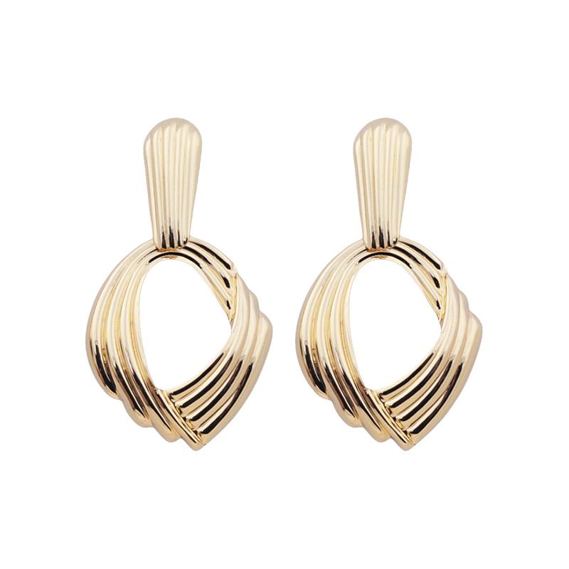 Преувеличенные геометрические неправильные серьги-подвески из гладкого металла с завитком для женщин, темпераментные украшения