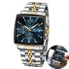 Fashion Square Dial Watch for Men Stainless Steel Waterproof Quartz Chronograph Mens Watches Luxury Sport Male Clock