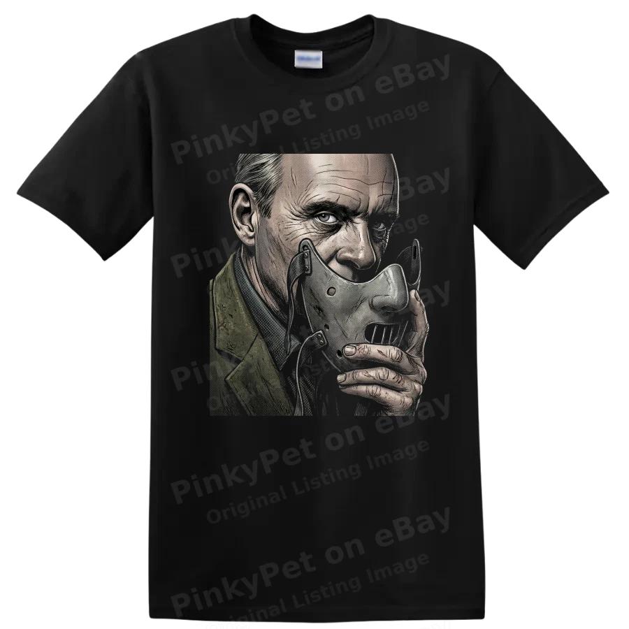 Hannibal Lecter Horror Masked Portrait Gothic Art T Shirt Dark Thriller Print