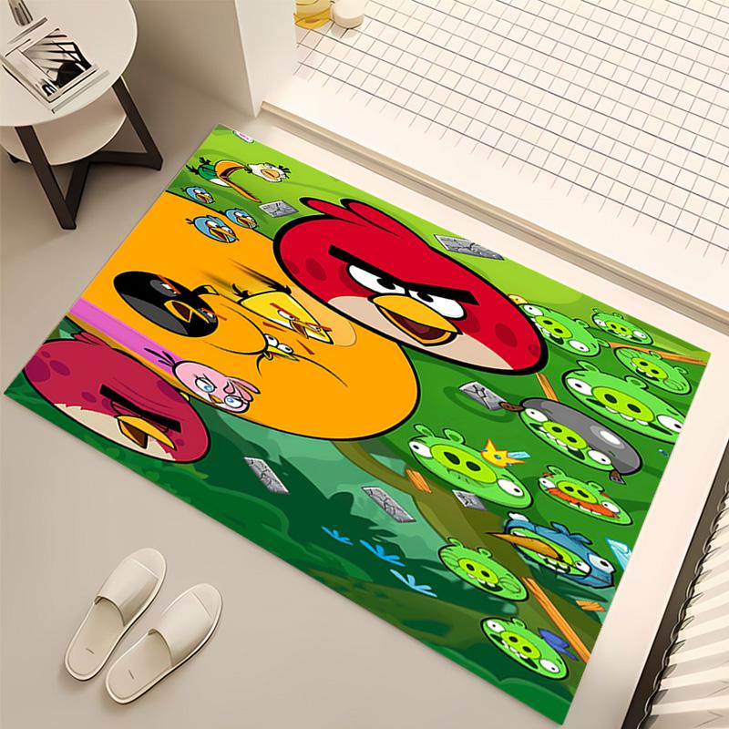 1pc angry Birds Print Area Rug - Soft, Washable Non-Slip Indoor Mat, Living Room, Home Office Decorative Rug,Office Decorative