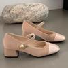 Осень балетки с квадратным носком модные туфли Мэри Джейн на толстом каблуке повседневные туфли с мелкой пряжкой на мягкой подошве Zapatos De Mujer