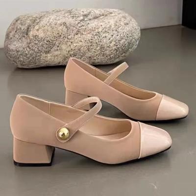 Осень балетки с квадратным носком модные туфли Мэри Джейн на толстом каблуке повседневные туфли с мелкой пряжкой на мягкой подошве Zapatos De Mujer