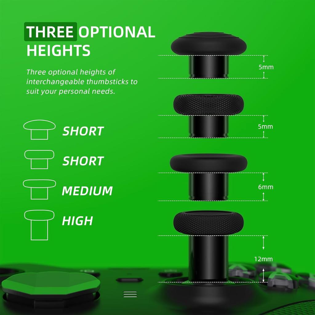 EXtremeRate 6 в 1 Металлические сменные стики для контроллера Xbox Elite Series 2, Металлические черные сменные магнитные колпачки для аналоговых стиков