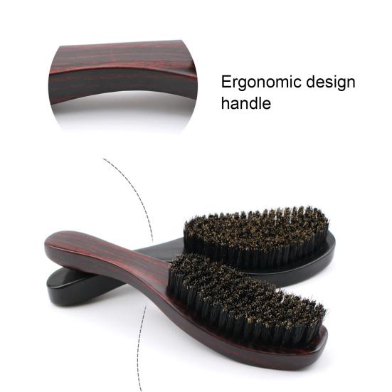 Men Beard Brush with Ergonomic Handle Nylon Boar Bristle Curved Wave Beard Straightener Brush Home Salon Men Mustache Grooming Styling Tools