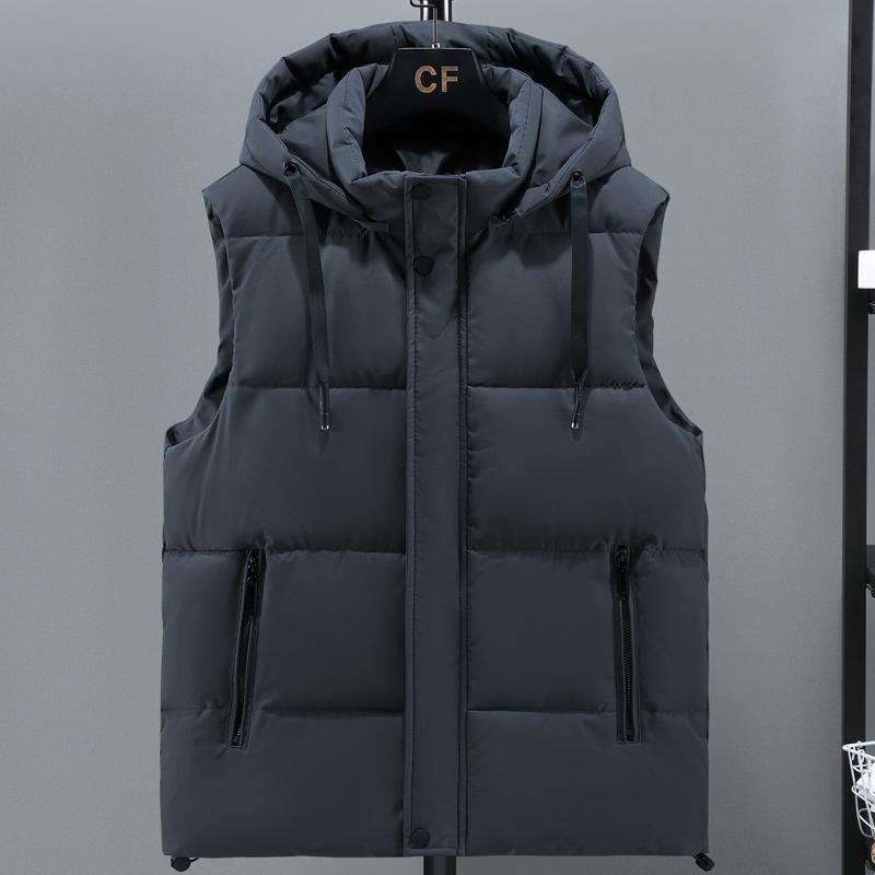 Plus Size L-8XL Oversize Warm Sleeveless Vest Men Outerwears Fashion Thick Winter Men's Jacket Hooded