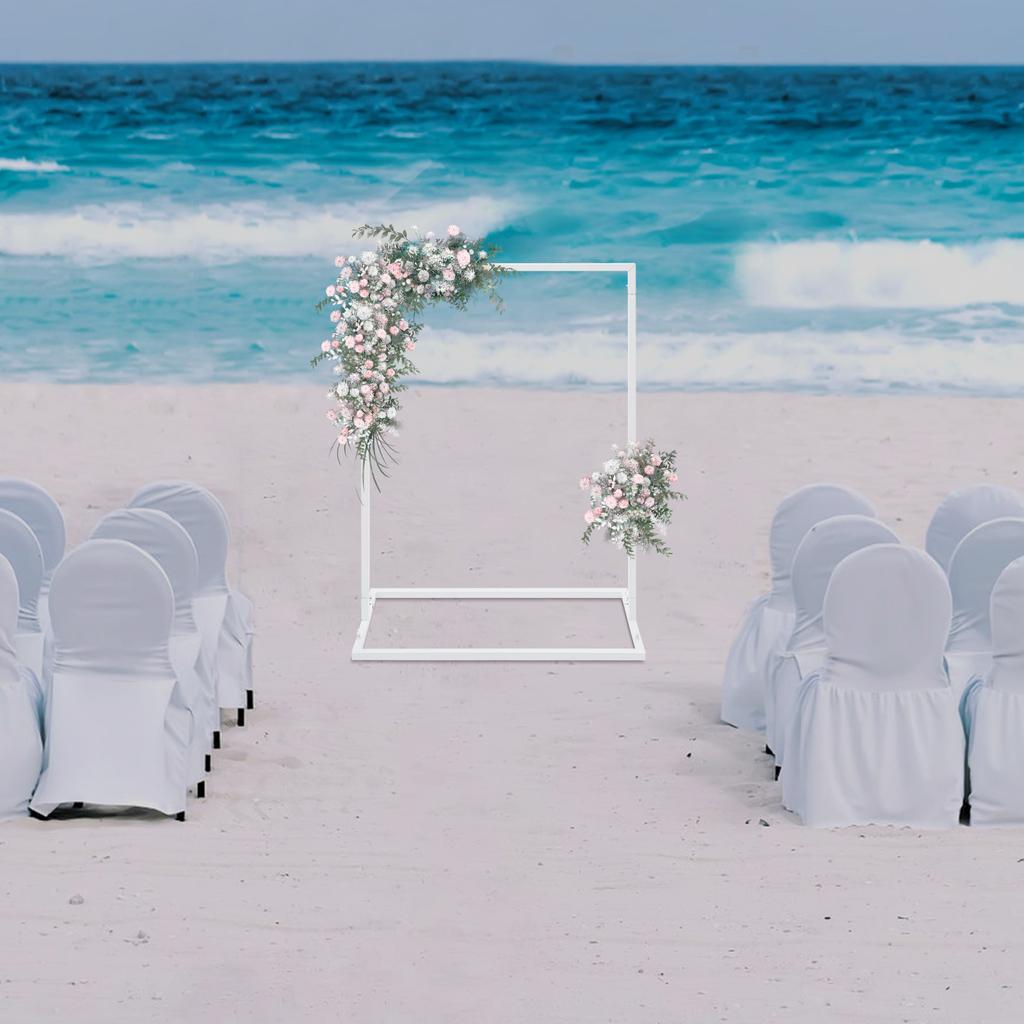 Элегантная белая свадебная арка, прямоугольная железная рама 1x0,75 м, современный напольный фон для церемонии, прочная грузоподъемность 8 кг