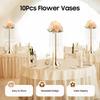 10Pcs Gold Flower Stands, 21.9 Inch Tall Wedding Centerpieces - Elegant Acrylic Crystal & Iron Floor Vases for Tabletop Decor