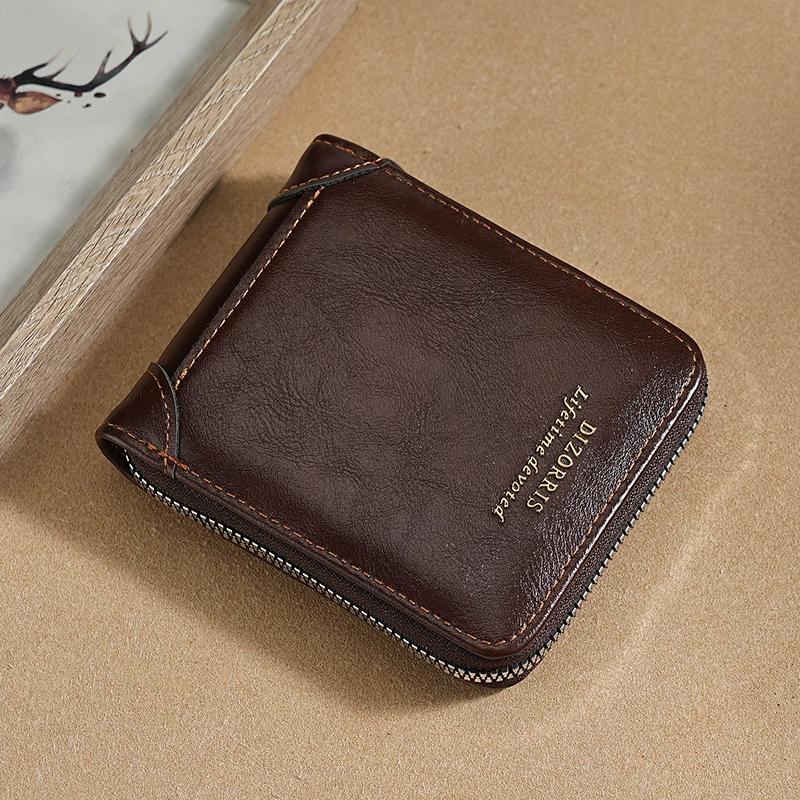 Короткий маленький кошелек на молнии для мужчин, зажим для денег, винтажный кошелек, модный повседневный держатель для карт из ПУ кожи с карманом для монет, высокое качество