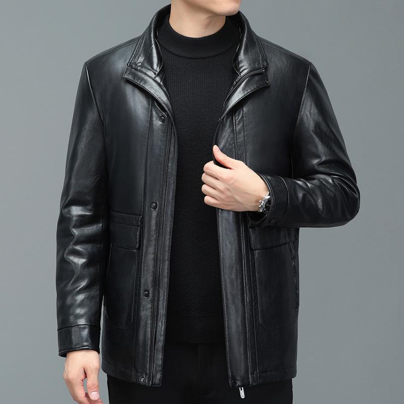 Winter Detachable Liner Mid-Length Sheepskin Middle-Aged Men's Genuine Leather Clothes Casual Thickening Down Jacket Coat