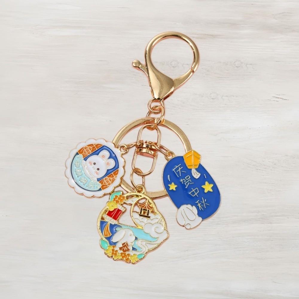 Enamel Metal Metal Key Ring Cartoon Design Enamel Pendant Rabbit Key Chain Backpack Decor