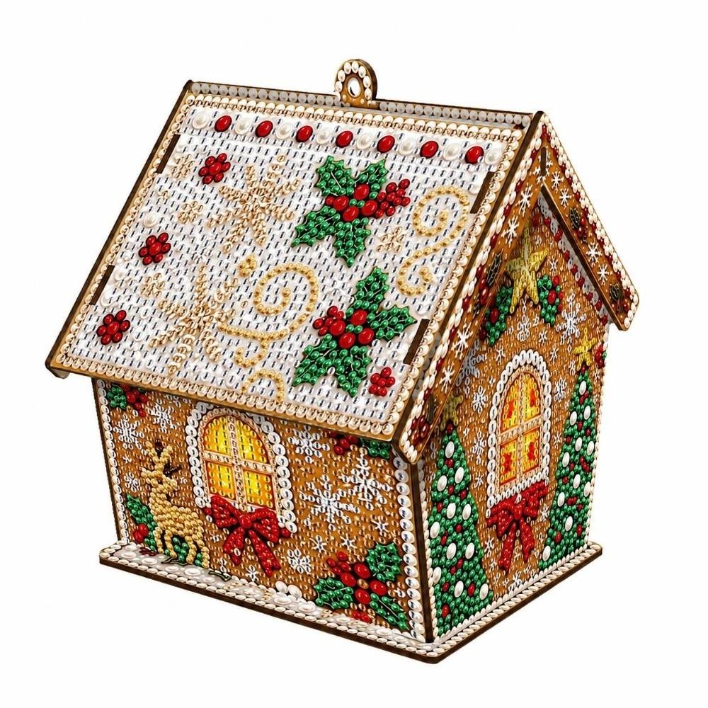 Rhinestone Christmas Painting Kit Wooden House 3D House Ornament Holiday Gift