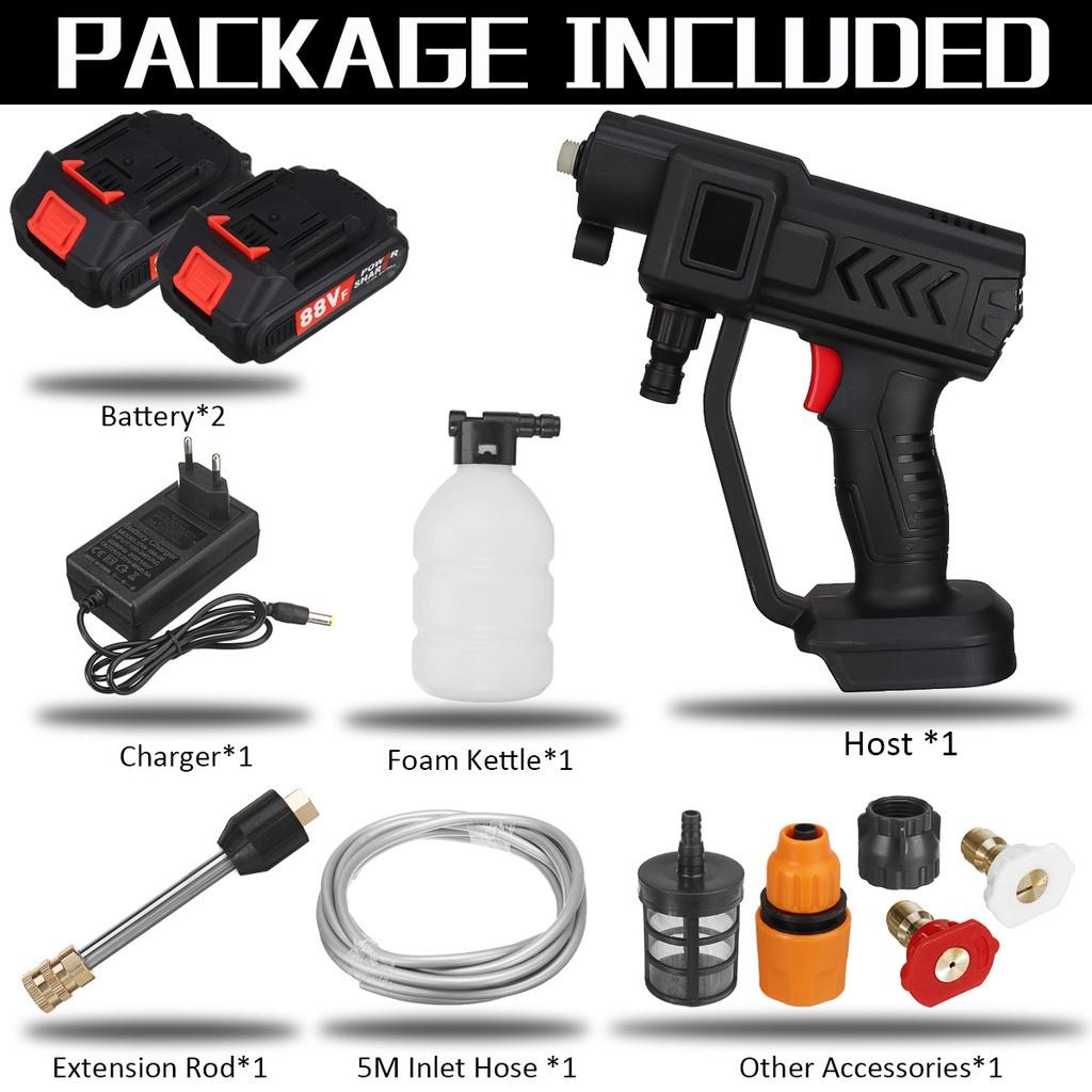 1500W 60 Bar Cordless High Pressure Car Washer Rechargeable Car Electric Water Gun Foam Machine for 18V Battery