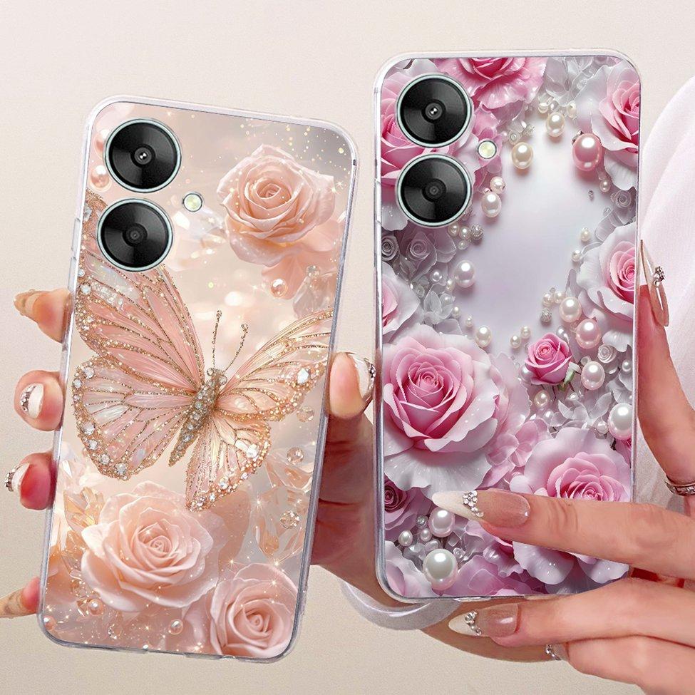 Clear Casing For Redmi 13R 5G Cover For Redmi 13C 5G Case Cute Cat Luxury Fashion Butterfly Funny Painted