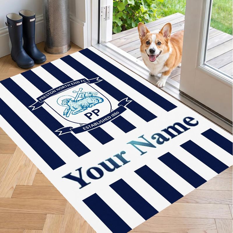 Custom Name Preston North End Crystal Velvet Floor Rug Personalized Text Soft Carpet Home Decor