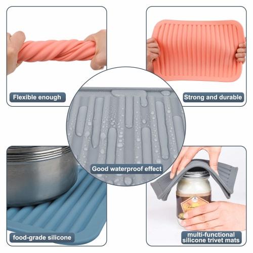 Hotsyang Silicone Trivets - Rectangular Silicone Hot Pads for Kitchen Countertops, 9x12 Inch, 2-Pack (Black)