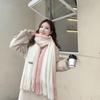 Winter Women Scarf Thick Warm Long And Width Color Matching Patchwork Windproof Tassel Decor Anti-shrink Heat Retention Outdoor