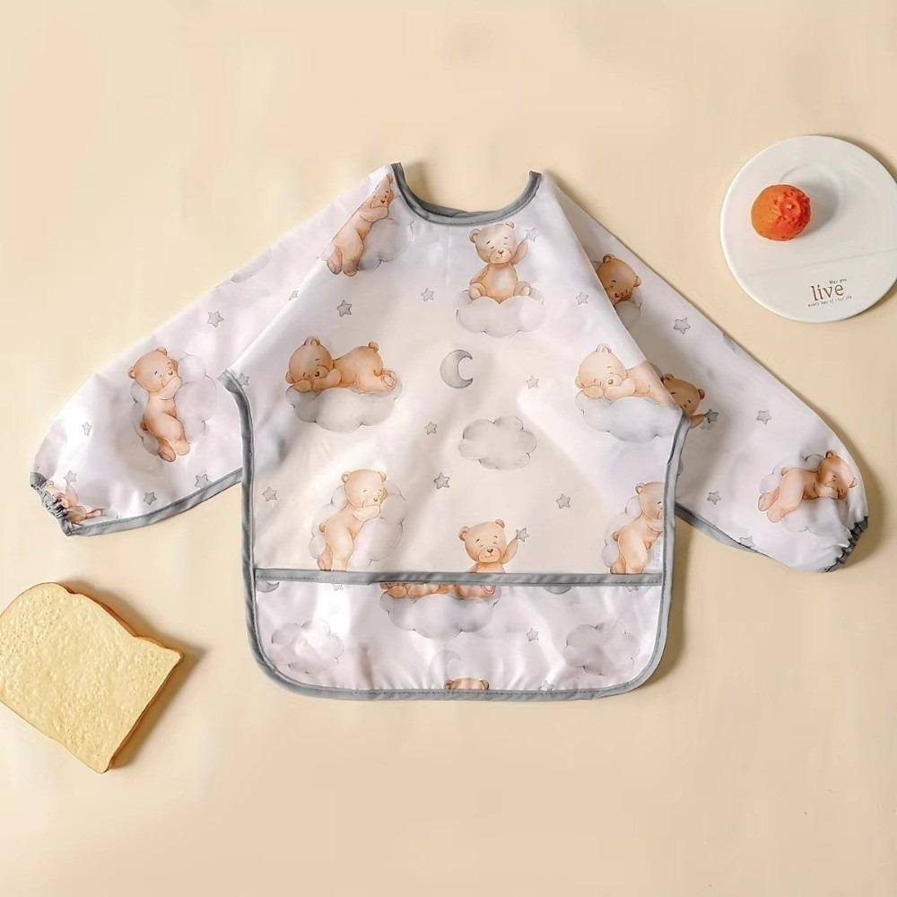 Easy To Clean Feeding Apron Colorful Cartoon Printing Full Body Cover Bibs  Self Feeding