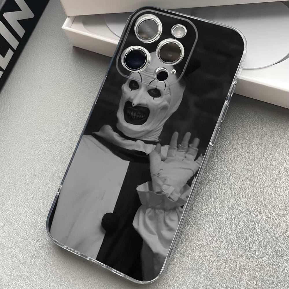 The-Clowns-horrors-T-Terrifier Transparent Back Phone Case For iPhone 17 16 15 13 12 11 14 Pro Max Mini Plus Silicone Bumper