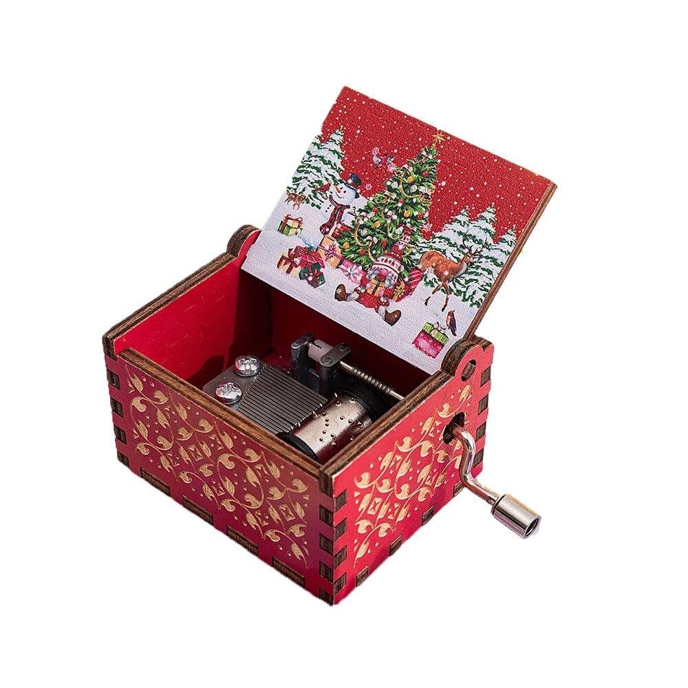 Музыкальная шкатулка с ручным управлением своими руками, красный Санта-Клаус, деревянная шкатулка, украшения для музыкальной шкатулки, с Рождеством