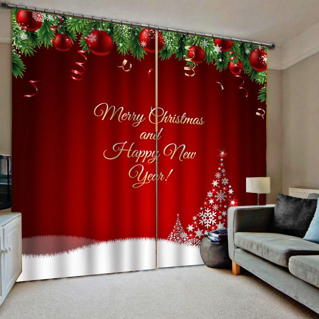 Рождественские безделушки Шторы Праздничный декор Оконные шторы 2 панели Веселого Рождества Гостиная Спальня Домашний декор