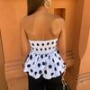 Женские топы бандо без бретелек с эластичной резинкой сзади и пышной юбкой-лепестком, дизайнерские майки для вечеринок, уличной фотографии, жилет для повседневной носки