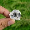 Natural Onyx Gemstone Statement Flower Black Adjustable Ring 925 Sterling Silver