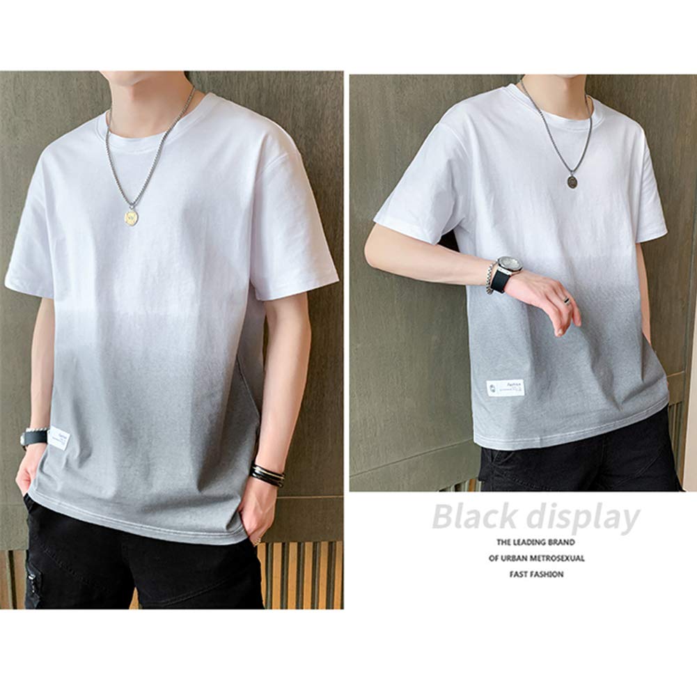 Летняя одежда с коротким рукавом, хлопок, большой размер T, градиентный покрой и пошив, свободный, стильный, круглый воротник, удобный, легкий, мягкий, большой размер, весна-лето