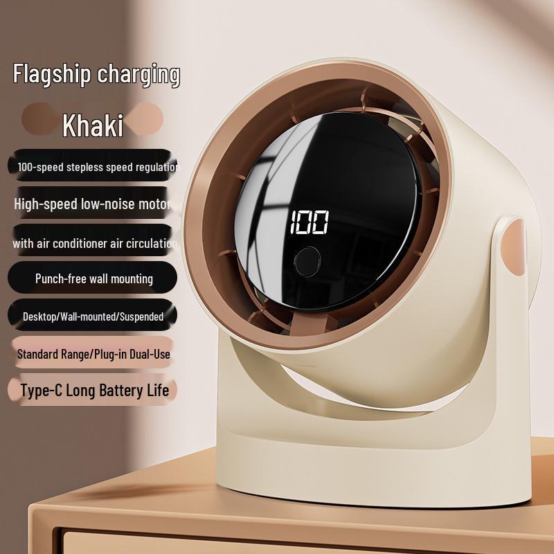 Portable Rechargeable Fan with Long Battery Life for Dormitory, Office, or Wall Mounting