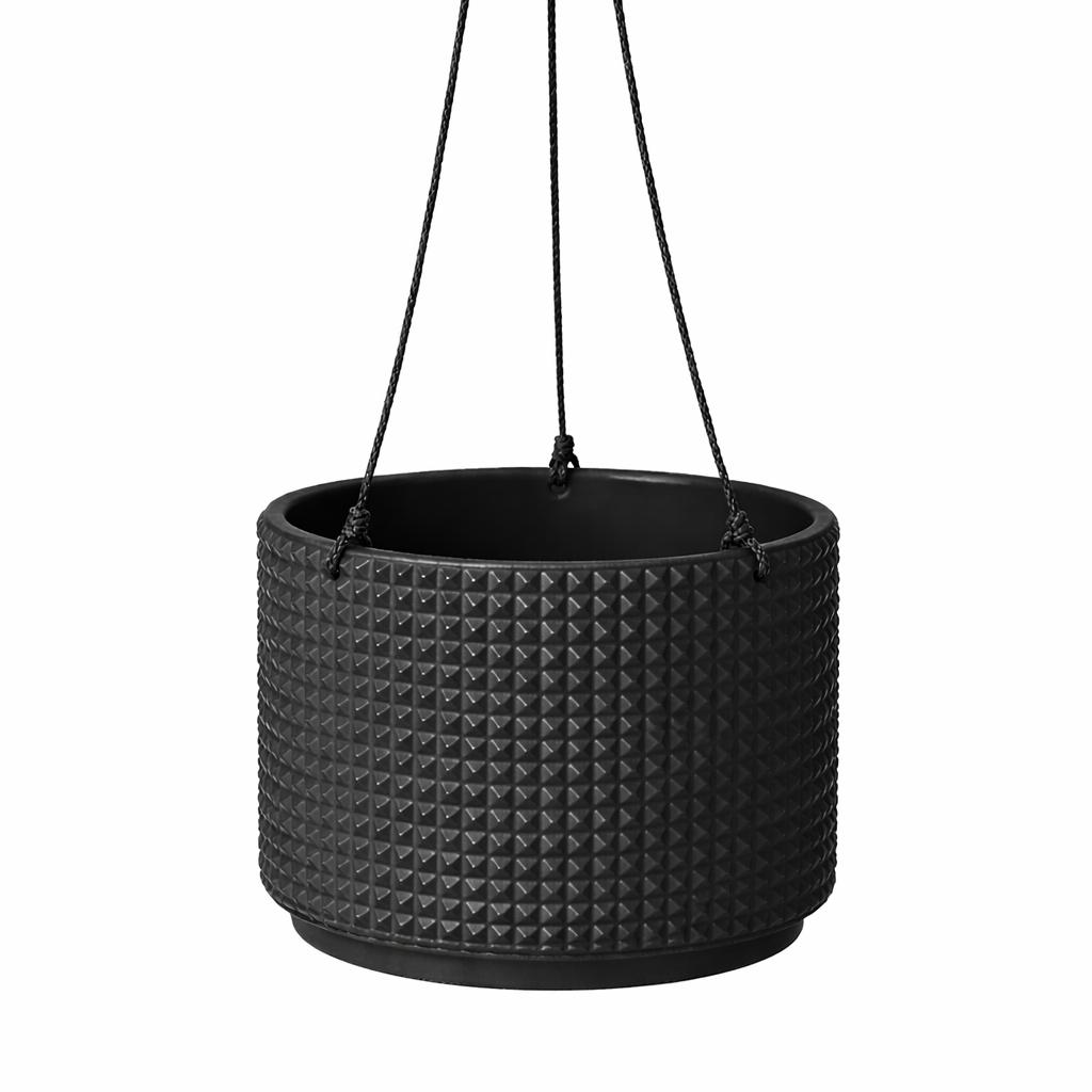 Black hanging flowerpot for interiors and balconies