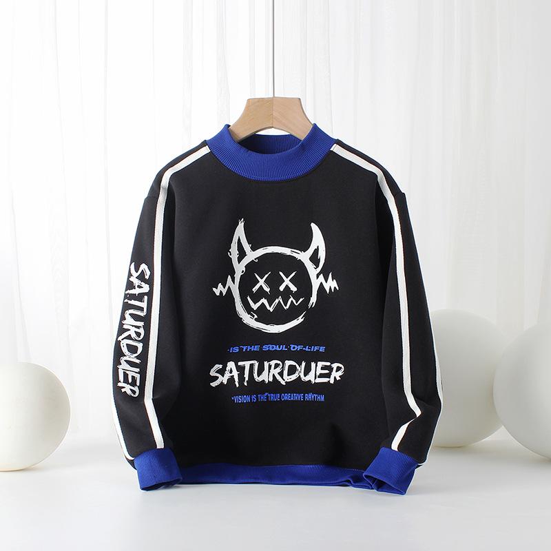 Korean Style High Collar Fleece Sweater for Kids - Warm Winter Long Sleeve for Boys