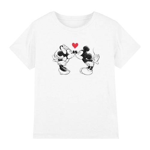 Disney Childrens/Kids Mickey & Minnie Mouse Kiss Sketch Valentine`s Day T-Shirt