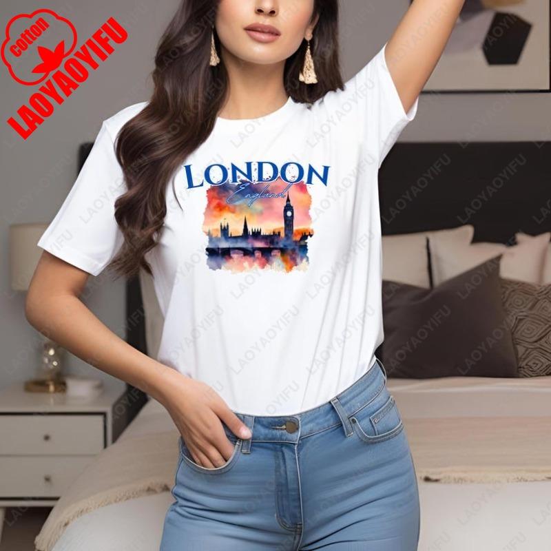 Funny London England TShirt London UK Travel Gift London United Kingdom Souvenir Unisex Women Cotton Shortsleeve Tees Breathable