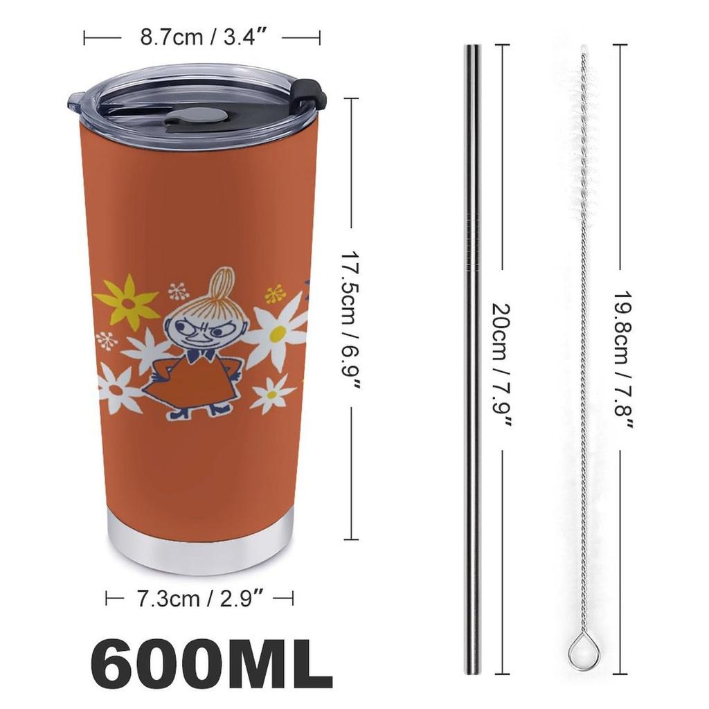 Little My Snufkin Tumbler Mug Coffee Cup Convenience Store Cup Insulated Water Bottle for Direct Drinking, Stainless Steel with Lid, Portable Straw,