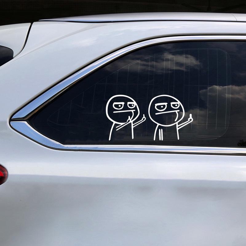 Funny Middle Finger Cartoon Car Stickers: Reflective Body Decals with Contempt and Personality
