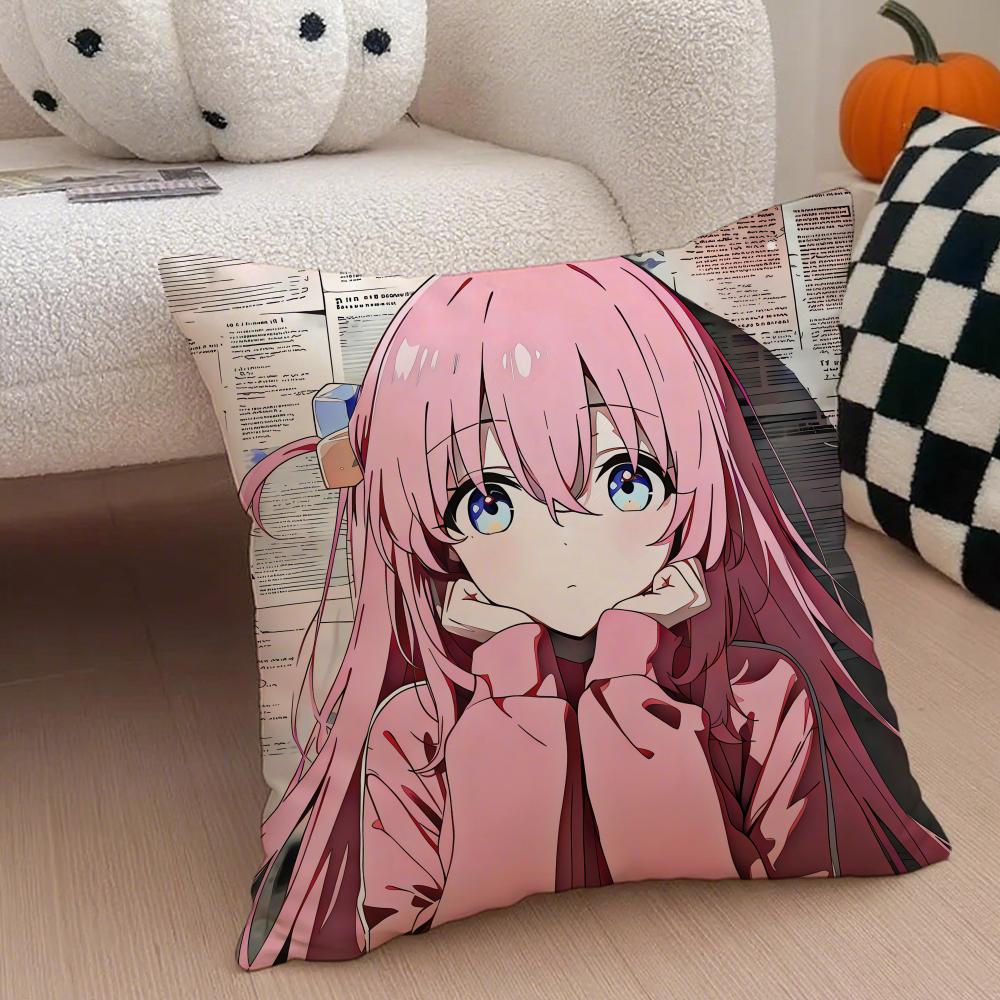 Shy Cute Japanese Anime BBocchi The Rock Cushion Cover Throw Pillow Cover Hidden Button Durable Polyester Chair Cushion