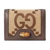 Диана Кошелек для карт с пряжкой из бамбука, логотипом Jumbo Super Double G, двойного сложения, из канвы и кожи, женский кошелек, цвет эбеновое дерево, верблюжье-коричневый, 658244-UKMBT-2572