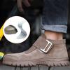 Men's Fashion Steel Toe Caps Working Safety Boots Cow Suede Leather Welding Shoes Worker Tooling Security Ankle Botas Protection